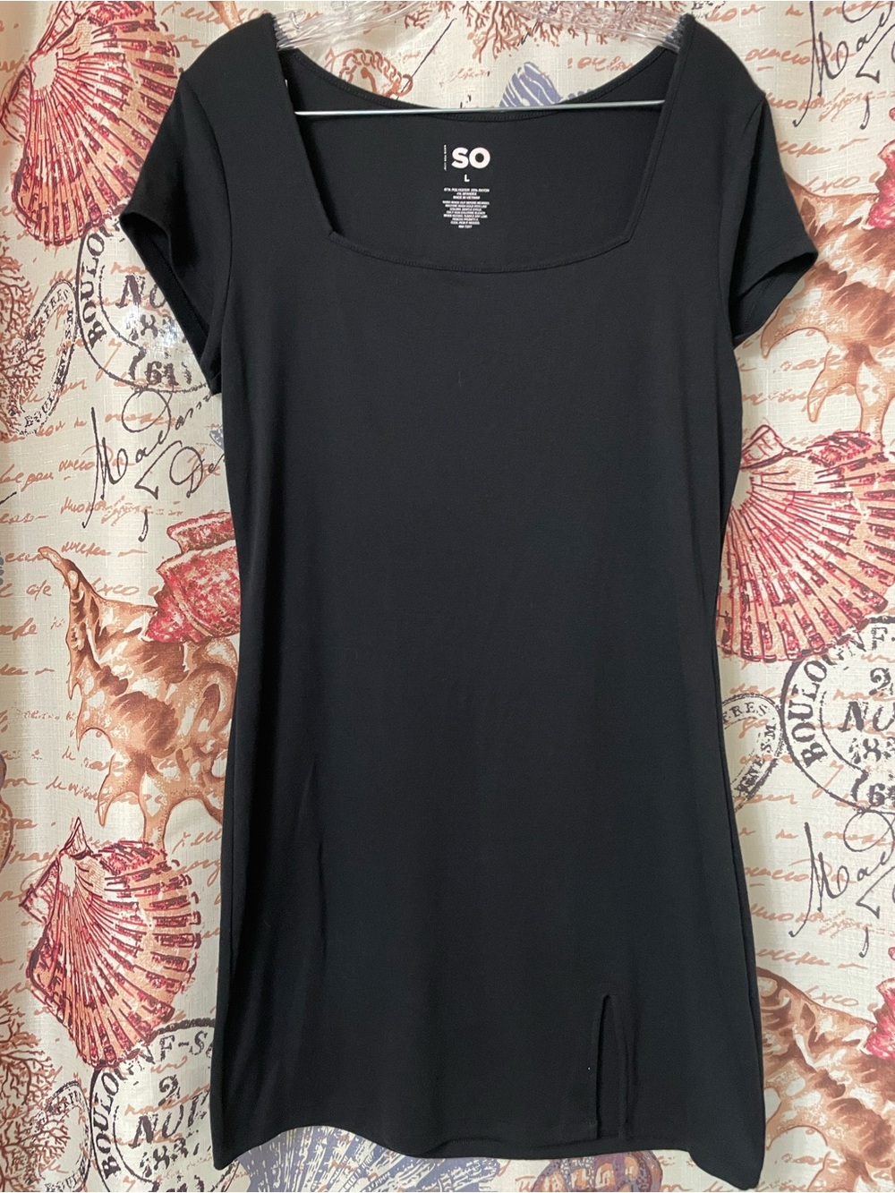 SO Black Square-Neck Short Sleeve Tunic